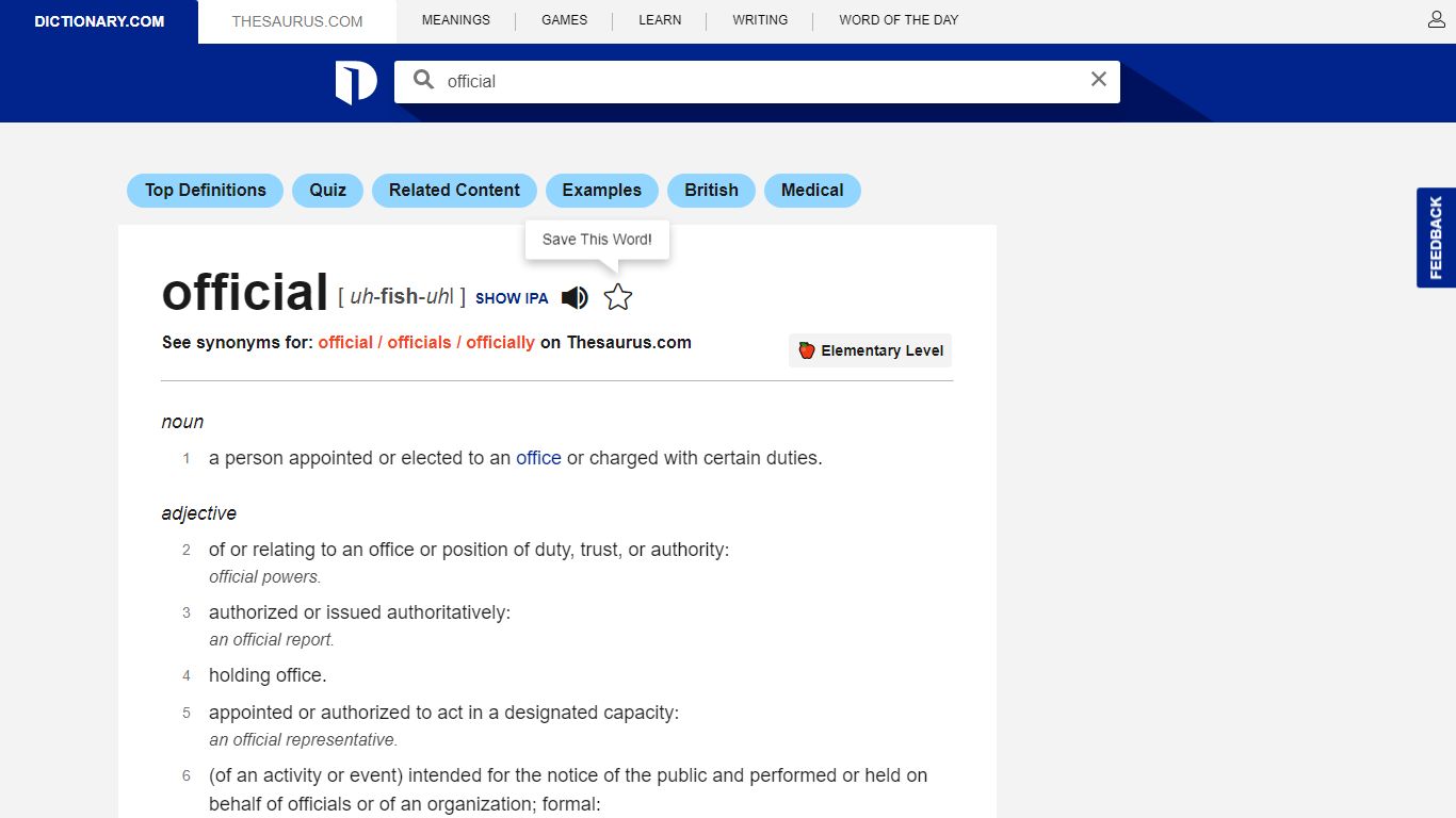 Official Definition & Meaning | Dictionary.com